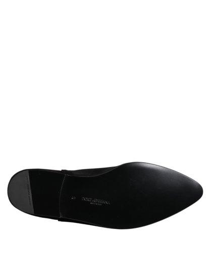 Dolce & Gabbana Men's Leather & Velvet Loafer Slip-On Shoes - Black Multicolor