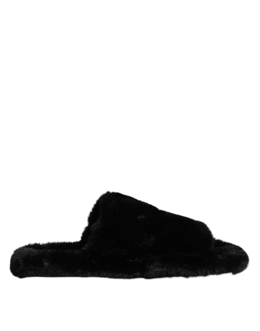 Dolce & Gabbana Men's Leather Polyester Satin & Velvet Slider Sandals - Black Red