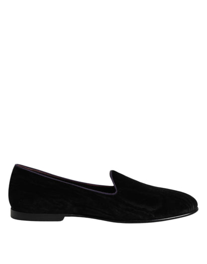 Dolce & Gabbana Men's Cotton Leather Polyester & Viscose Loafer Slip-On Shoes - Black