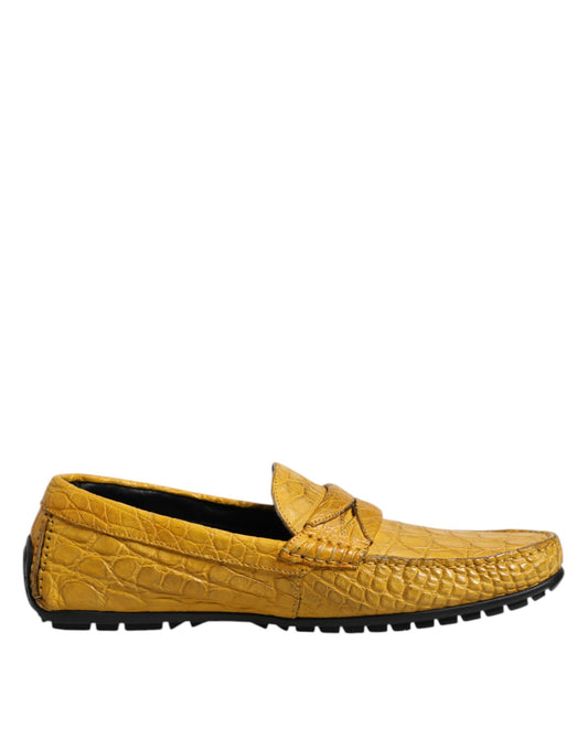 Dolce & Gabbana Men's Caiman & Exotic Leather Loafer Slip-On Shoes - Yellow