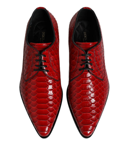 Dolce & Gabbana Men's Exotic & Python Leather Derby Lace-Up Shoes - Red