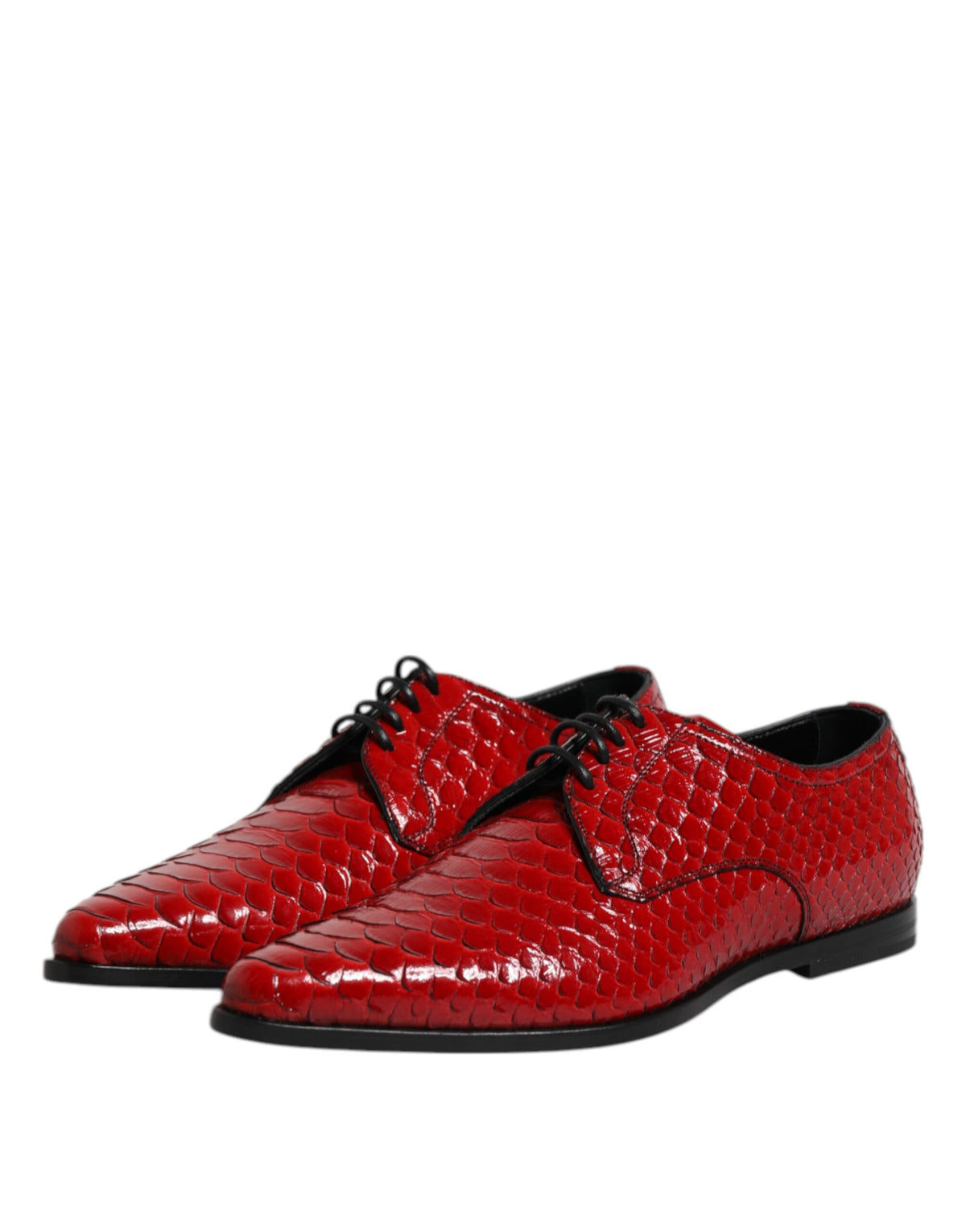 Dolce & Gabbana Men's Exotic & Python Leather Derby Lace-Up Shoes - Red