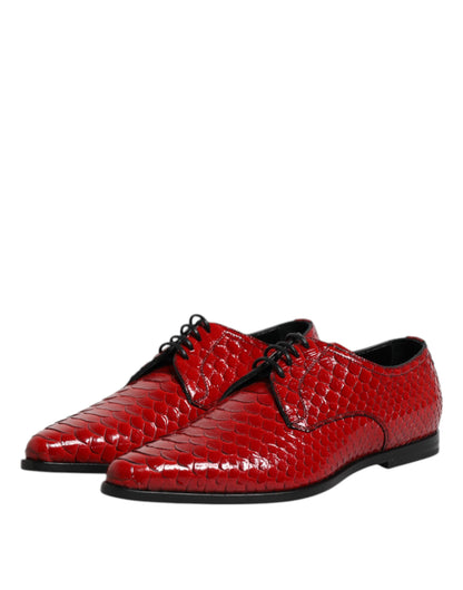 Dolce & Gabbana Men's Exotic & Python Leather Derby Lace-Up Shoes - Red