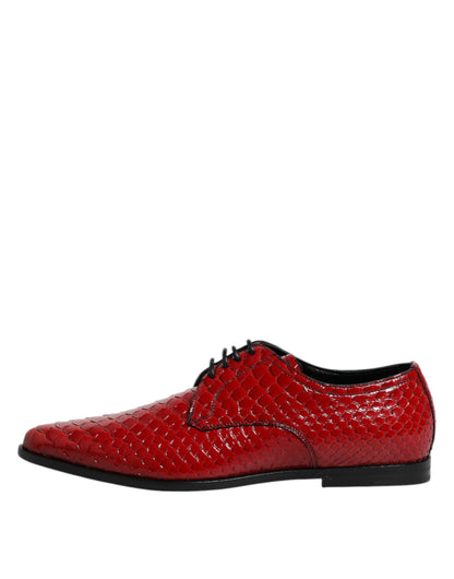 Dolce & Gabbana Men's Exotic & Python Leather Derby Lace-Up Shoes - Red