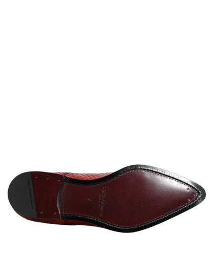 Dolce & Gabbana Men's Exotic & Python Leather Derby Lace-Up Shoes - Red