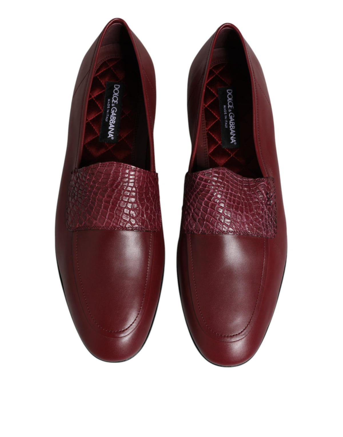 Dolce & Gabbana Men's Caiman & Calfskin Leather Slip-On Shoes - Burgundy