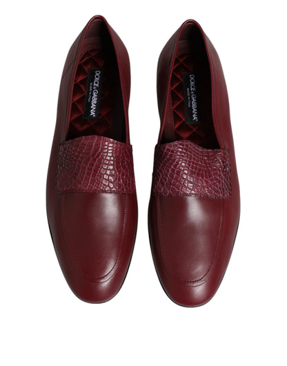 Dolce & Gabbana Men's Caiman & Calfskin Leather Slip-On Shoes - Burgundy