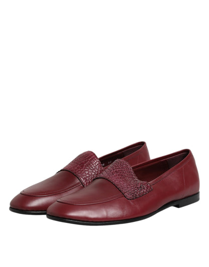 Dolce & Gabbana Men's Caiman & Calfskin Leather Slip-On Shoes - Burgundy