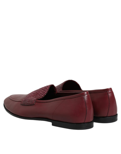 Dolce & Gabbana Men's Caiman & Calfskin Leather Slip-On Shoes - Burgundy