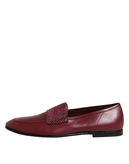 Dolce & Gabbana Men's Caiman & Calfskin Leather Slip-On Shoes - Burgundy