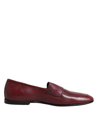 Dolce & Gabbana Men's Caiman & Calfskin Leather Slip-On Shoes - Burgundy