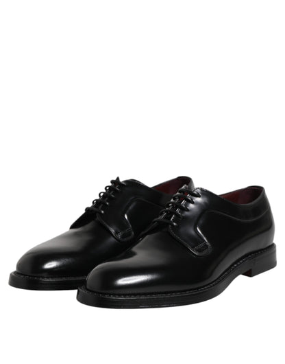 Dolce & Gabbana Men's Calfskin Leather Derby Lace-Up Shoes - Black