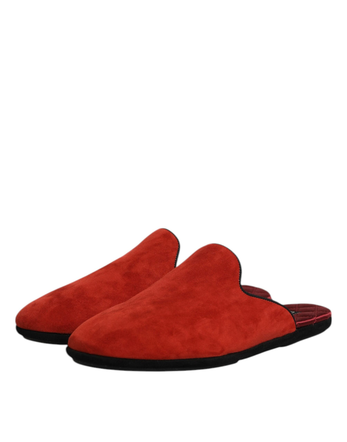 Dolce & Gabbana Men's Satin Velvet & Suede Leather Flat Slider Sandals - Orange