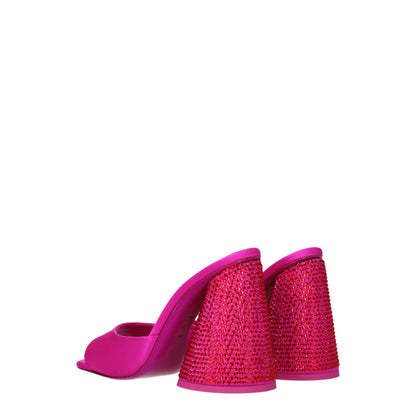 Very-High-Heel Sandals by The Attico for women in leather & satin fuchsia, pink & red presents a sculptural silhouette, showcasing the Women's Leather & Satin Very-High-Heel Sandals design with a sculptural high-heel 11-cm-heel very-high-heel and open toe style for a premium look.