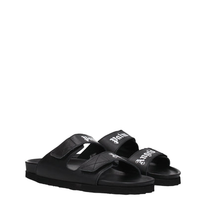 Palm Angels Black Leather Slipper