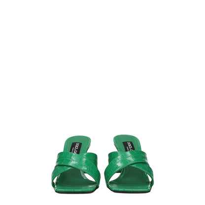 Dolce & Gabbana Green Leather Sandal