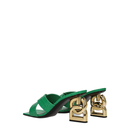 Dolce & Gabbana Green Leather Sandal