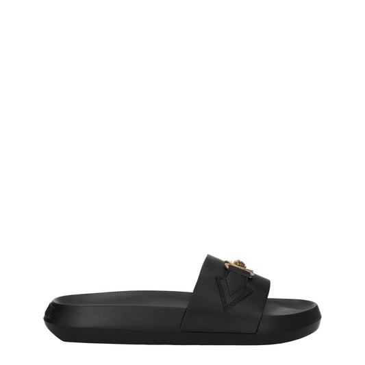 Versace Black Leather Slipper