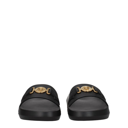 Versace Black Leather Slipper
