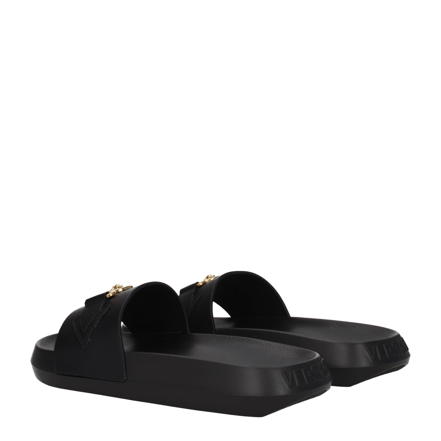 Versace Black Leather Slipper