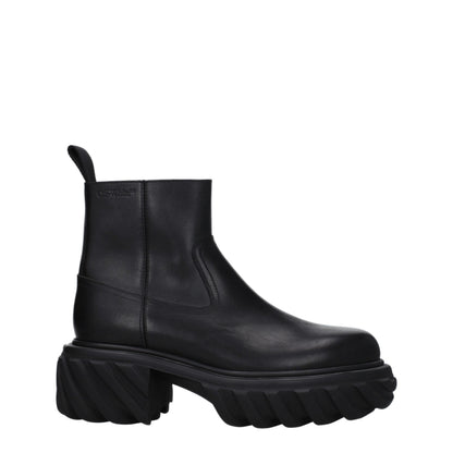 Off-White Black Leather Ankle