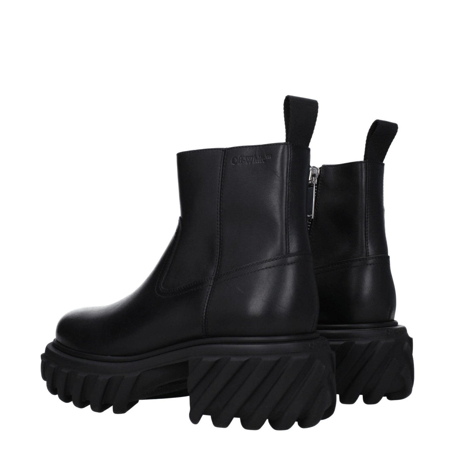 Off-White Black Leather Ankle