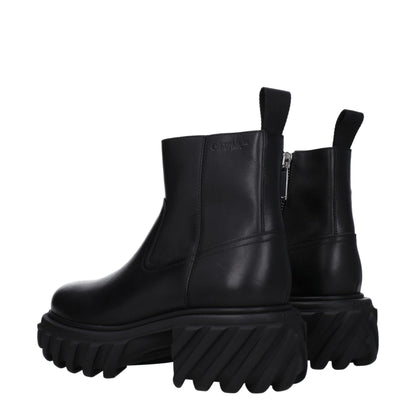 Off-White Black Leather Ankle