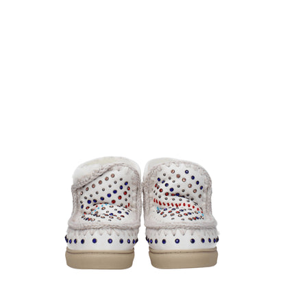 Mou White Leather Ankle