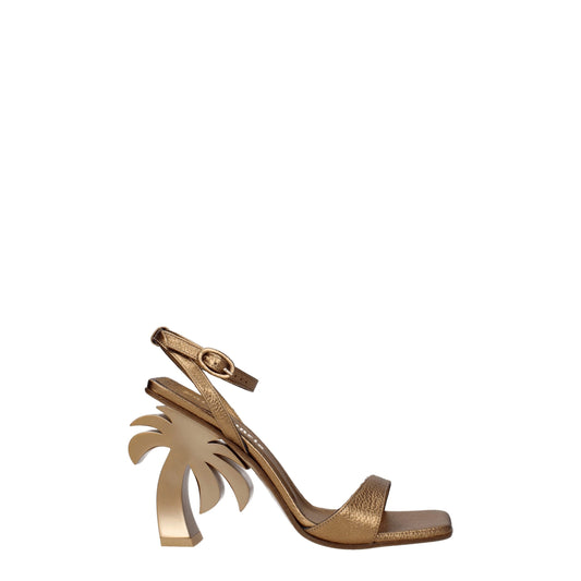 Palm Angels Gold Leather Sandal