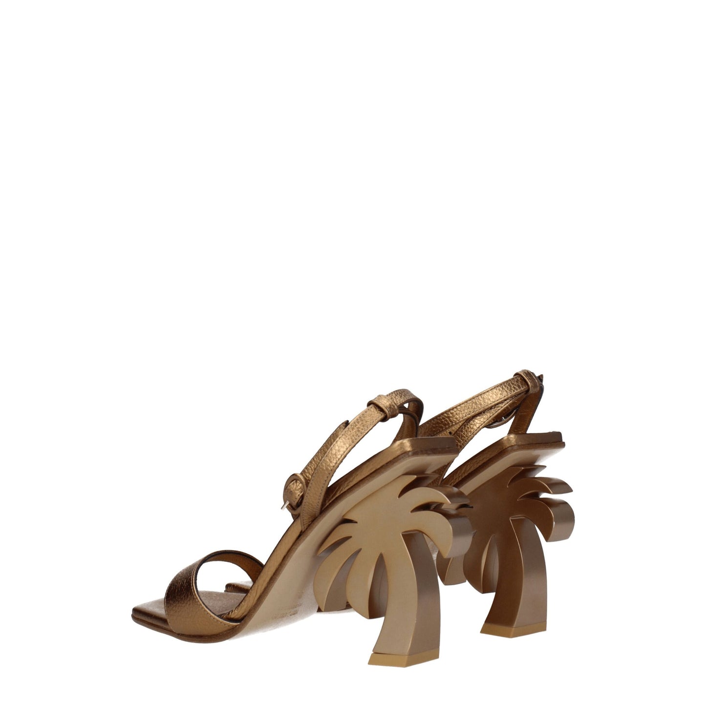 Palm Angels Gold Leather Sandal