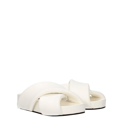 Jil Sander White Leather Slipper
