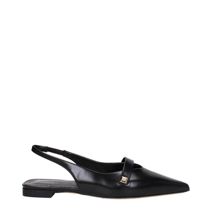 Flat Sandals by Max Mara for women in leather black presents a sculptural silhouette, showcasing the Women's Leather Flat Sandals design with a sculptural flat and for a premium look.