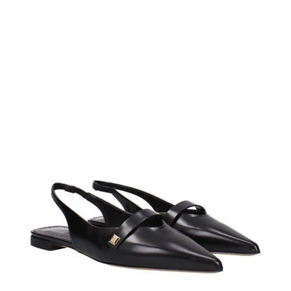 Flat Sandals by Max Mara for women in leather and black presents a captivating silhouette, showcasing the signature style of the Women's Leather Flat Sandals with a captivating flat and captivating .