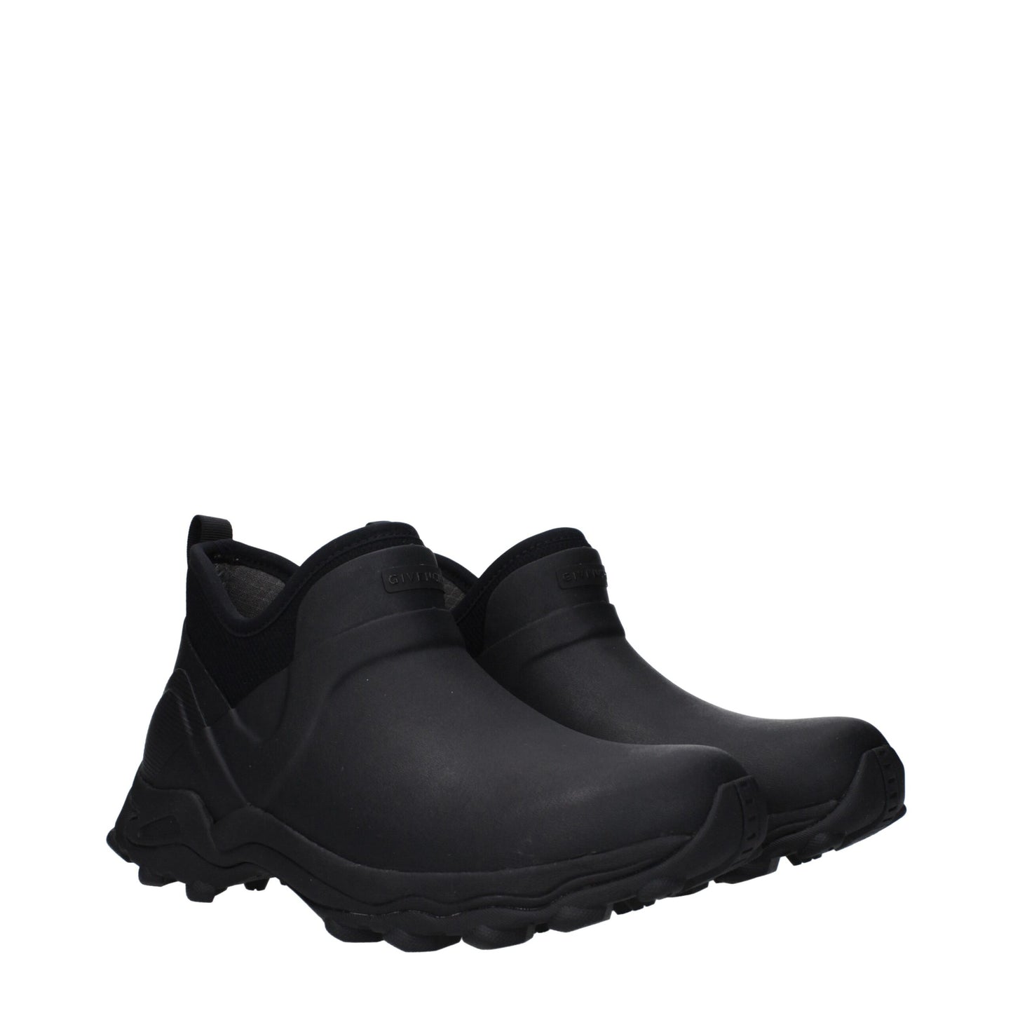 Flat Ankle Boots by Givenchy for men in cotton & rubber black features an high-performance silhouette, showcasing the sophisticated design of the Men's Cotton & Rubber Flat Ankle Boots with a flat and a refined round toe style.