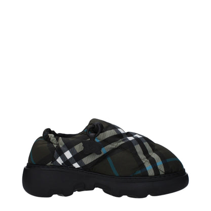 Burberry Green Fabric Slip-On Loafers
