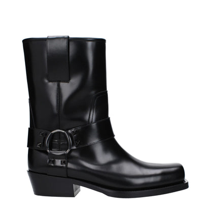 Valentino Garavani Black Leather Ankle
