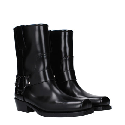 Valentino Garavani Black Leather Ankle