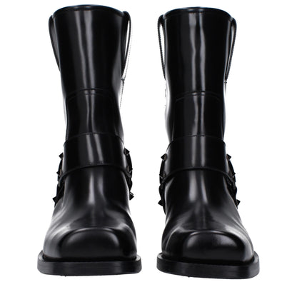 Valentino Garavani Black Leather Ankle