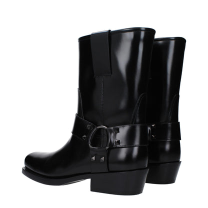 Valentino Garavani Black Leather Ankle