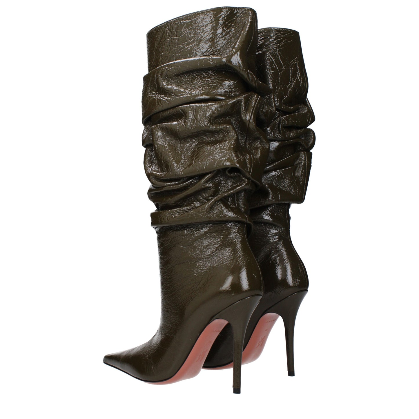 Amina Muaddi Green Leather Boots