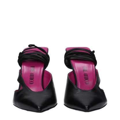 The Attico Black Leather Sandal