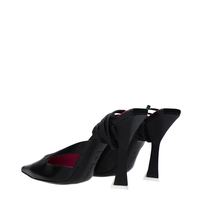 The Attico Black Leather Sandal