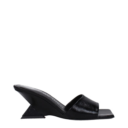 The Attico Black Leather Sandal