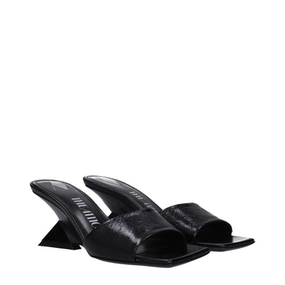 The Attico Black Leather Sandal