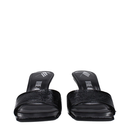 The Attico Black Leather Sandal