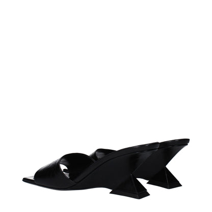 The Attico Black Leather Sandal