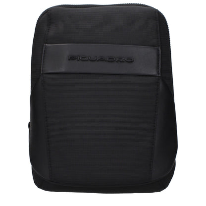 Piquadro Black Fabric Crossbody Bag