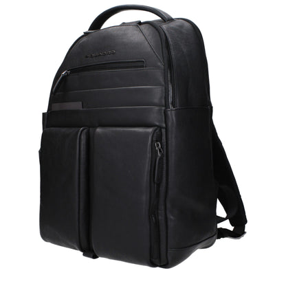 Piquadro Black Leather Backpack