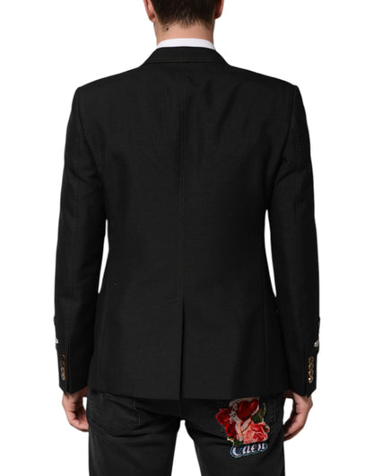 Dolce & Gabbana Men's Single Breasted Mohair Silk Nylon & Virgin Wool Blazer - Black