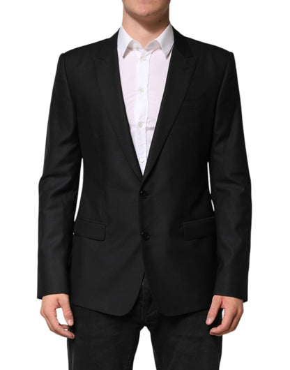 Dolce & Gabbana Men's Single Breasted Virgin Wool Silk Viscose & Cupro Blazer - Black
